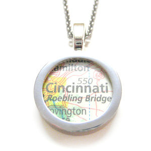 Cincinnati Ohio Map Pendant Unisex Necklace